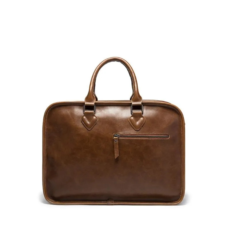 Bortkroppar män läder bärbara väskor för dokument A4 MENS Vintage Luxury Shoulder Office Messenger Bag Business Handbag321h