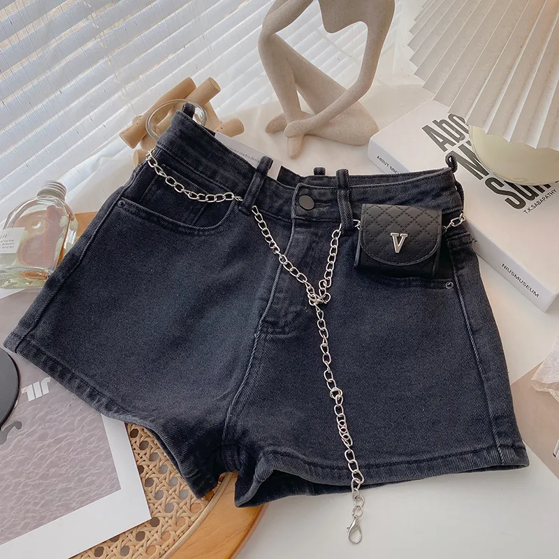 Ashgaily Women S denim shorts rits High Taille Blue Wide Leg vrouwelijke Tassel Bottom Summer jeans voor vrouwen 220602