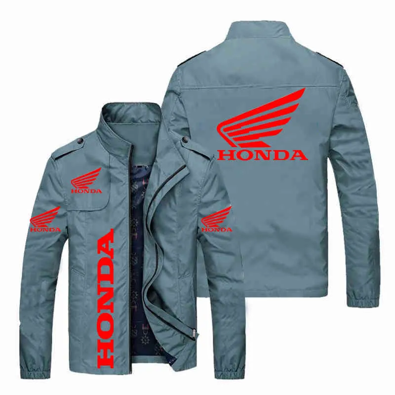 2022 봄 가을 망 재킷 혼다 자동차 날개 빨간색 인쇄 스포츠 재킷 패션 오토바이 남성 의류 코트