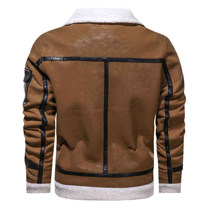 EUR/US -maat Heren Casual faux bont Leather Jacket Motorfiets PU Jackets Winter Outerwear Men Men Bont kraagjassen Mannelijke kleding L220801