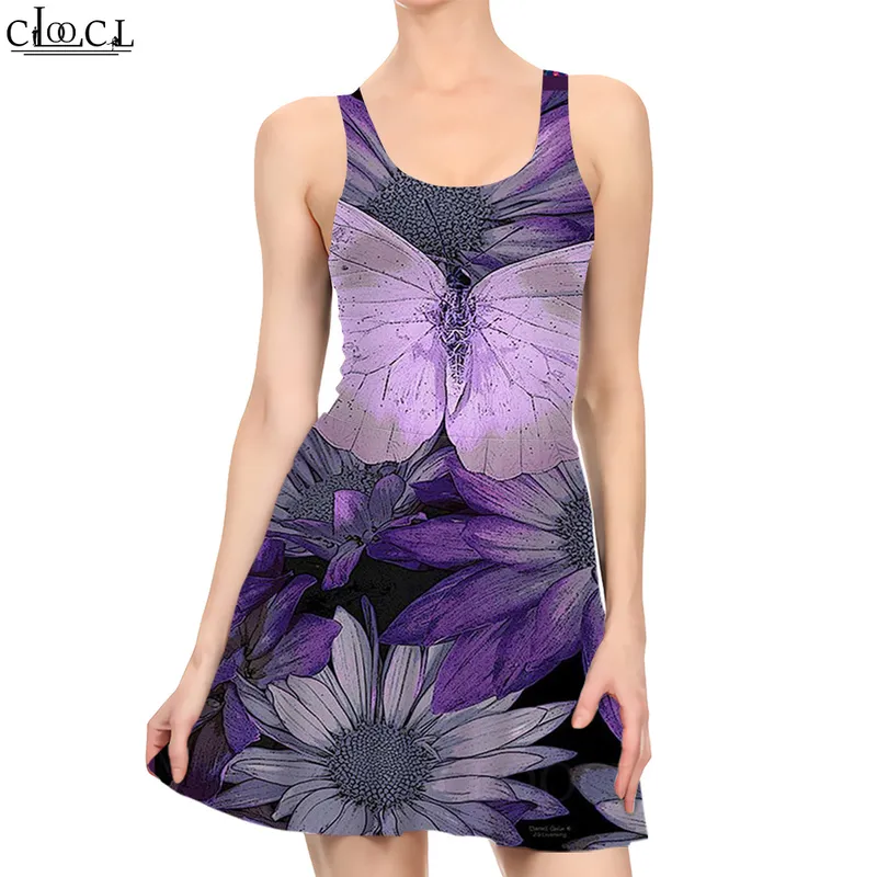 Модное повседневное красивое платье с бабочкой 3D -рисунок летнее женское сексуальное платье без рукавов плиссированные женские пляжные платья W220616