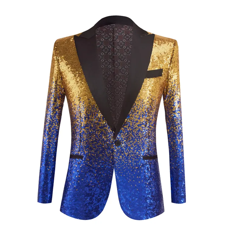 Missfärgning sequin sjal krage smoking suit blazer män bröllop brudgum sångare prom glitter kostym jacka dj club scen blazer 220409