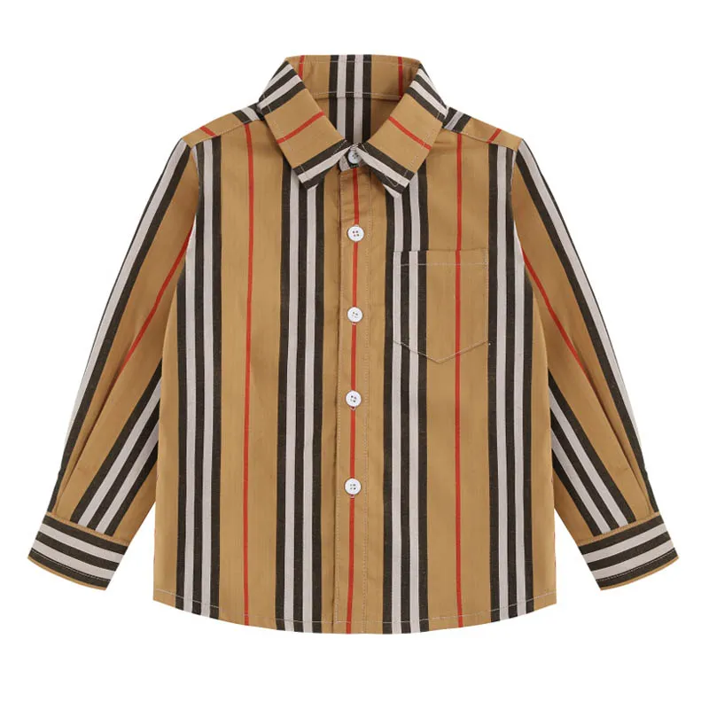 Spring Autumn 2021 Boys Lapel Shirt Long Sleeved Striped Cotton Tops Kids Blouse Children039s Wear Toddle Blouse Drop 8490875