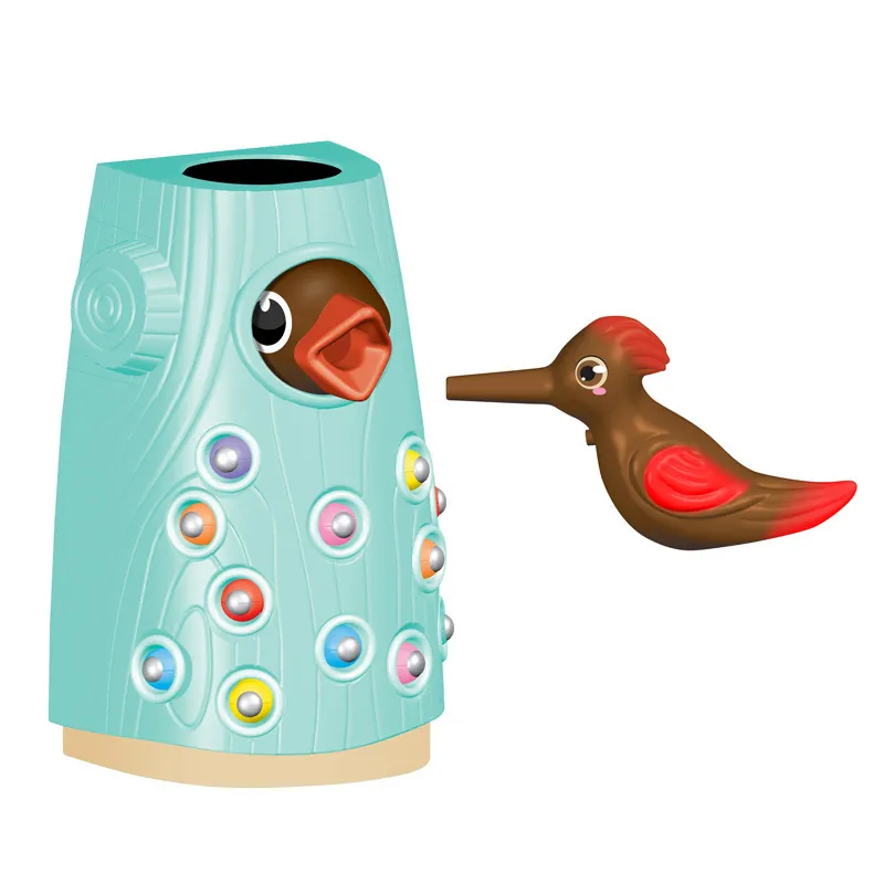 Family Toys Woodpecker Magnetic Catch the Worm Animal Feeding Game Small Birds Crianças Eduque o conjunto de presentes para crianças 220715