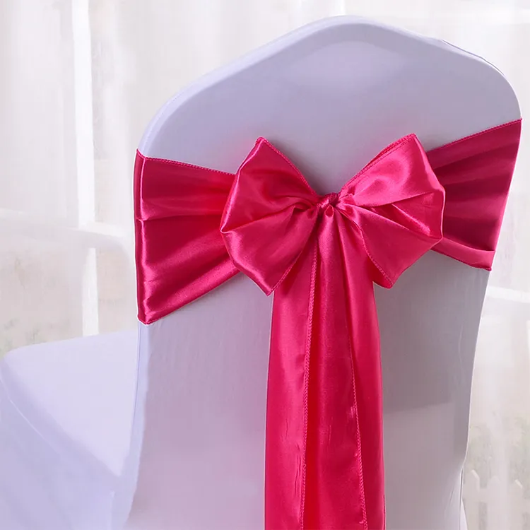 25 pçs ouro rosa cadeira de cetim arco faixas cadeira de casamento fita borboleta gravatas para festa evento hotel banquete decoração