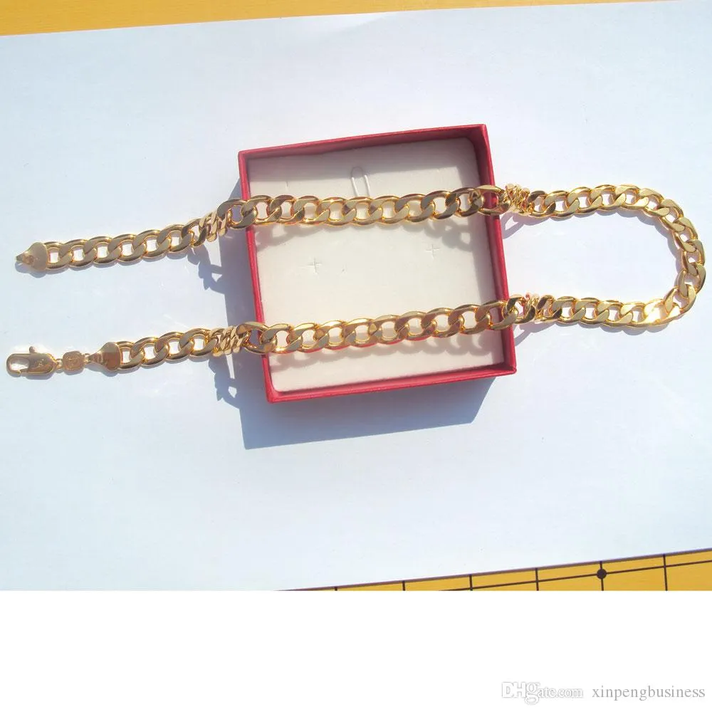 Amberta Stempel 925 Geel Solid 24k Goud GF Link Chain Heren Curb Cubaanse Ketting 600 10mm Italy293o