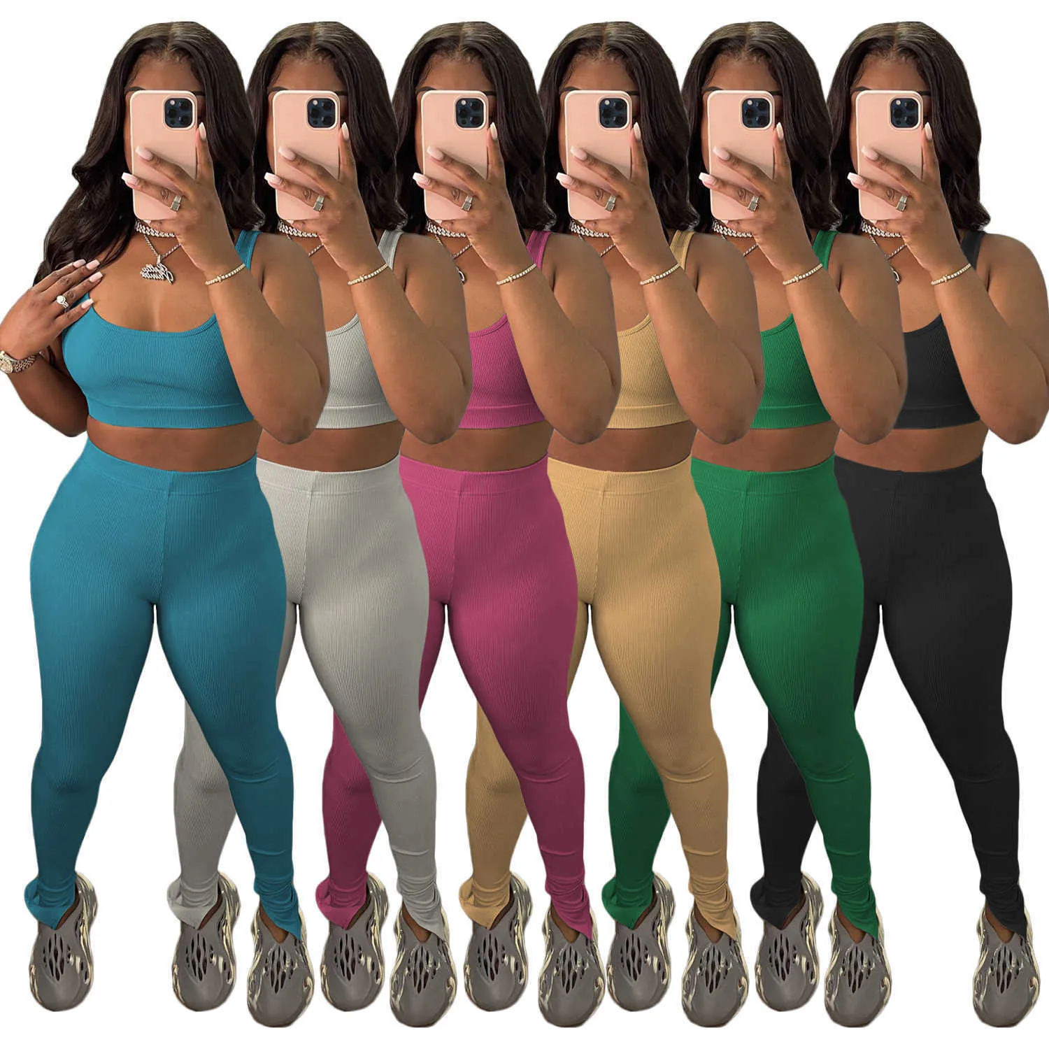 2023 strój do jogi Sport dla kobiety prążkowany zestaw stanik sportowy szorty trening legginsy na siłownię kobiety bielizna odzież