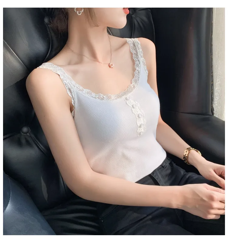T-shirt de verão estilo feminino colete trecho branco 220316
