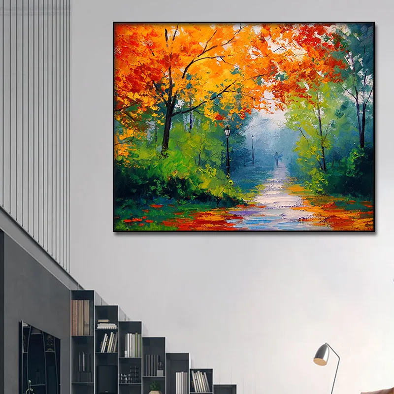 Abstract Autumn Leaves Oil Painting Canvas Posters Wall Art Print Modern Painting Nordic Kid Bedroom Decoration Picture (4)