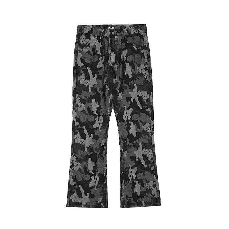 Retro Hip Hop rechte luipaard Patchwork Back Letter Casual Mens denim broek streetwear casual losse Harajuku jeans broek T220803