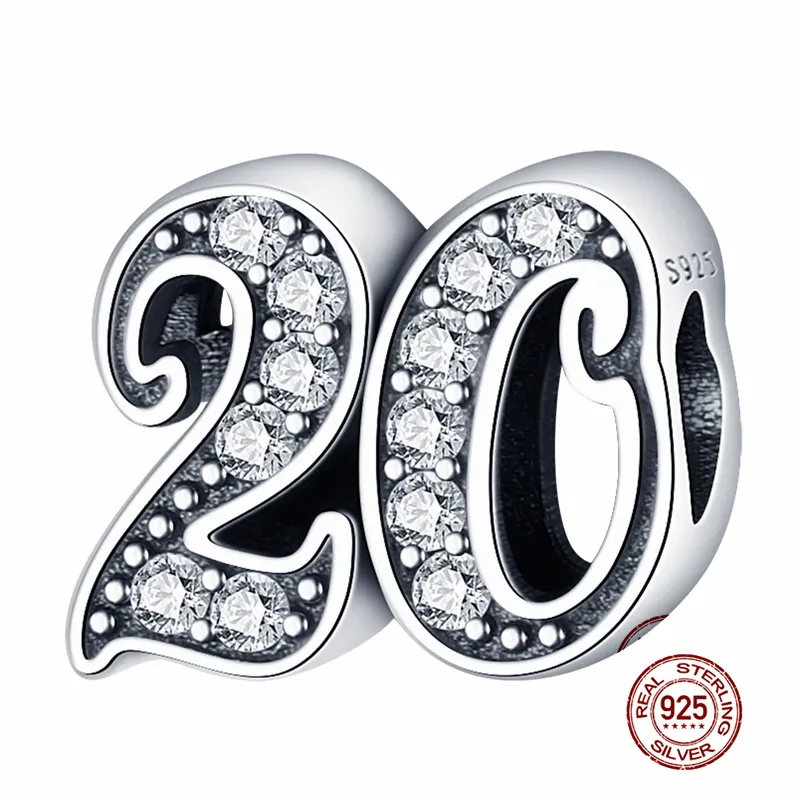 Ciondolo Pandora in argento 925 con perline bracciale in argento di ciondoli della serie di lettere di età con ciondolo gioielli con perline pregiate fai da te