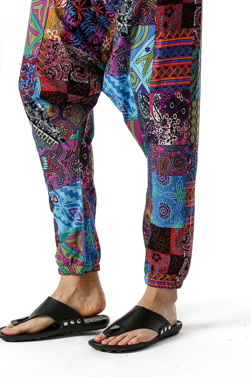 Men's African Print Harem Baggy Genie Boho Pants Casual Cotton Yoga Drop Crotch Joggers Sweatpants Hip Hop Traditional Trousers 220325