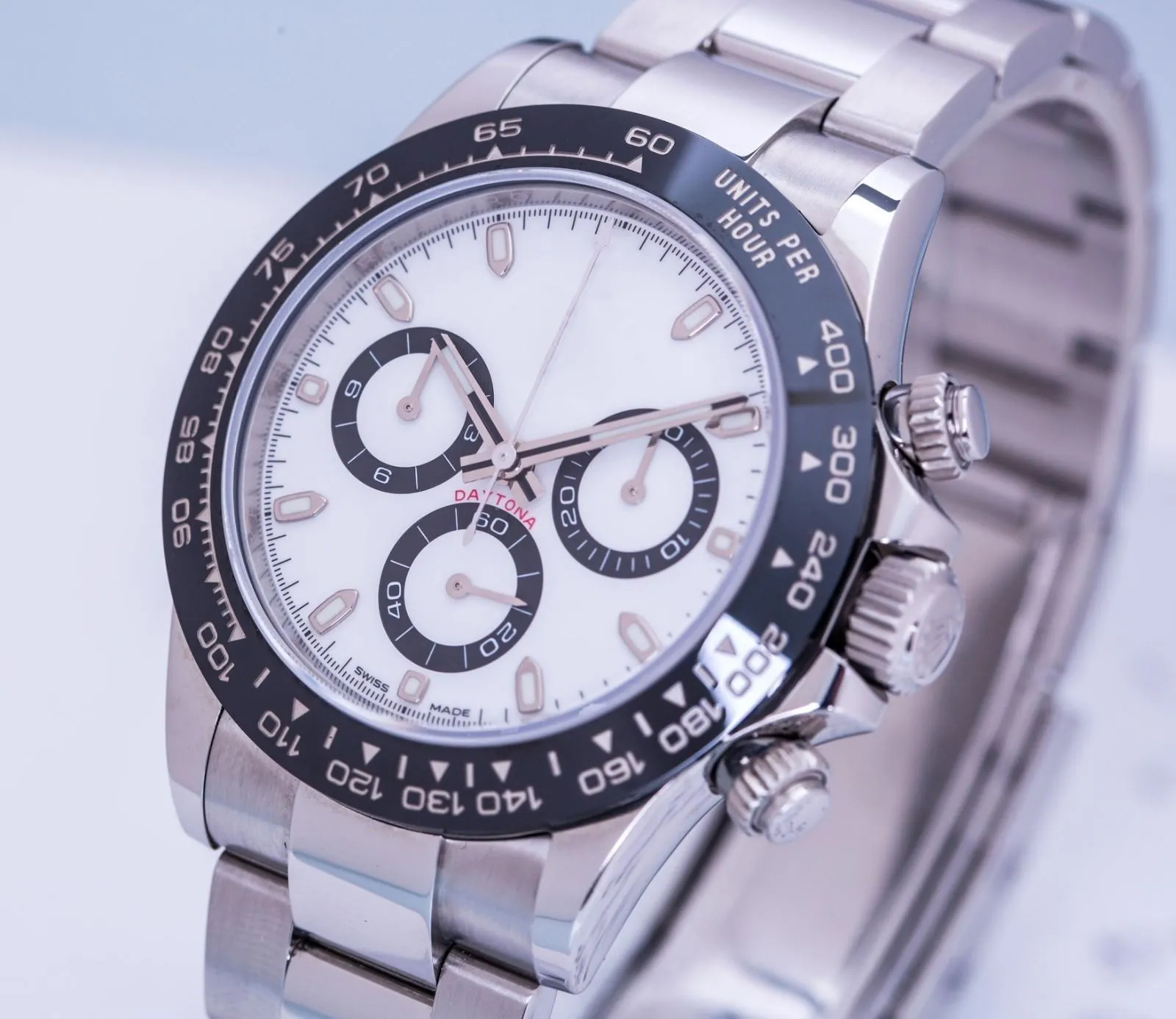 Premium Asian Watch 2813 Sports Automatyczne zegarki mechaniczne 40 mm White Dial 116500 Czarna ceramiczna ramka ze stali nierdzewnej Fold221i