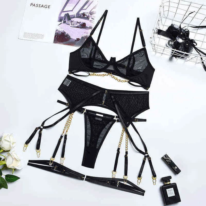 Nxy – sous-vêtements Sexy, nouvelle collection été 2022, chaîne en métal, bretelles, maille, Perspective, ensemble de Lingerie Slim, Cosplay, Sexy, 220509