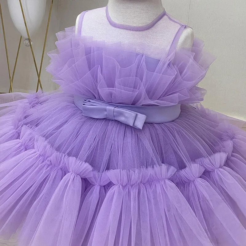 Summer Lace Princess Dresses For Kids 1-6 Year Birthday Flowers Girls Children's Party Costume Infant 220422