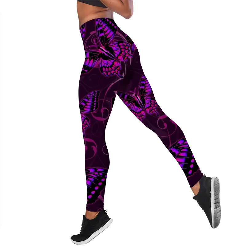 Femmes Leggings beau papillon imprimé taille haute élasticité Legging 3D Animal Fitness pantalon pour femme pantalon de Jogging W220617