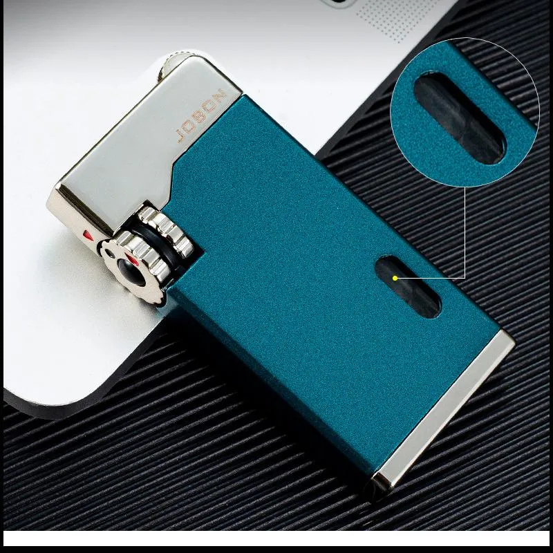 Ultra-Thin Metal Torch Lighter  Turbo Windproof Visible Gas Butane Cigar Cigarettes Portable Lighters Smoking Accessories