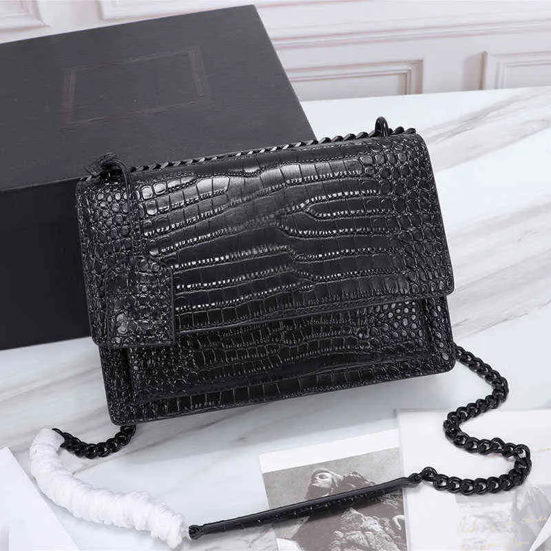 5A Designer crossbody bag High quality luxury purses crocodile style flap pocket SUNSET medium women chain leather