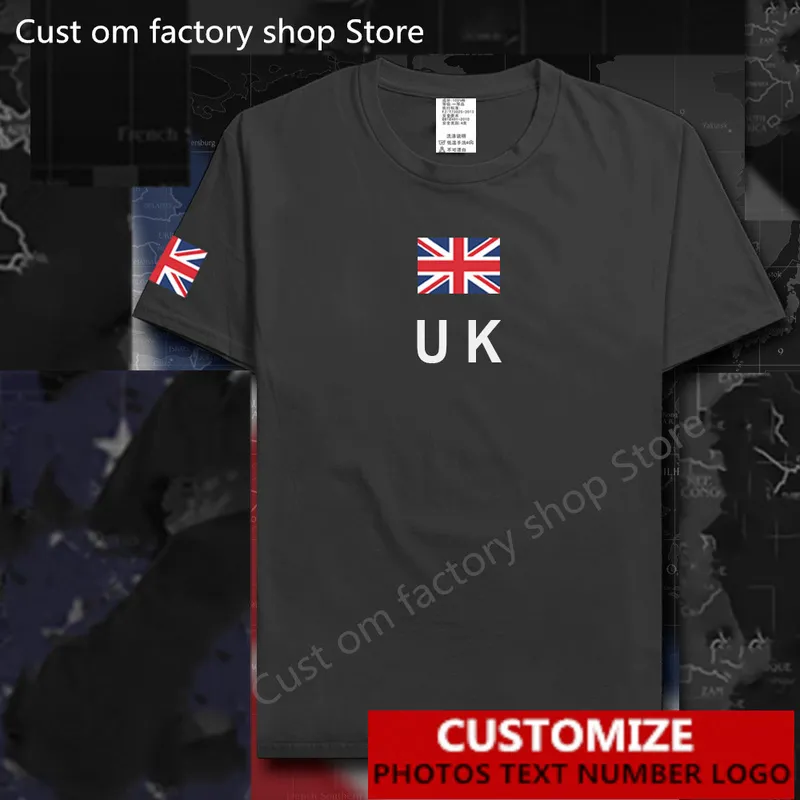 UK Regno Unito di Gran Bretagna Bandiera del paese T-shirt Jersey personalizzata gratuita Nome fai da te Numero 100 T-shirt in cotone 220616