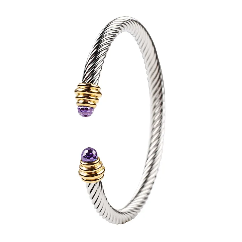 Bangle Open Designer Bransoletka kryształowy diament Regulowane kabelowe bransoletki projektantki damskiej stalowa stalowa miłość Banles326M