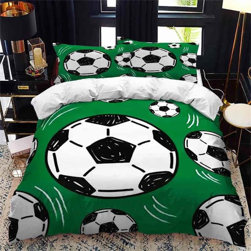 Set di biancheria da letto da calcio ragazzi Copripiumino sportivo Partita di calcio Pallavolo Basket Consolatore King Bedroom Decor