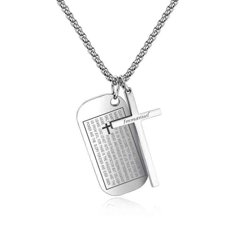 Lord's Personality Prayer Necklace Holy Bible Pendant Cruxifix Cross Necklace Mens Women Syckel Religiös Kristen katolik286v