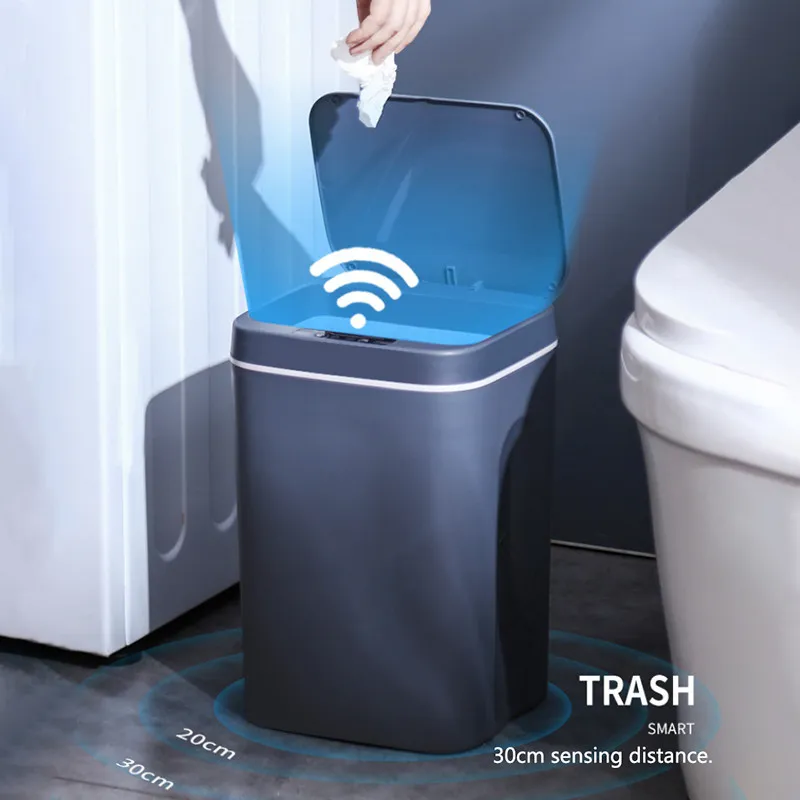 Smart Trash Can Ban USB Зарядка автоматического датчика Dustbin Интеллектуальные аккумуляторные электрические отходы Bin кухонный мусор 220408