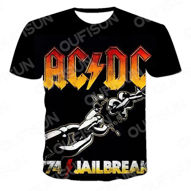 Estate AC DC 3D Stampato Rock Roll Maglietta da uomo Tee Uomo Abbigliamento Manica corta Top Tees Uomo Casual Stampa O Collo Gentleman 220520