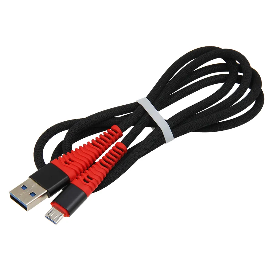Câbles de données de charge rapide Nylon Traided Type C Micro USB Câble de charge de câble 1M pour le téléphone portable Android Samsung Xiaomi