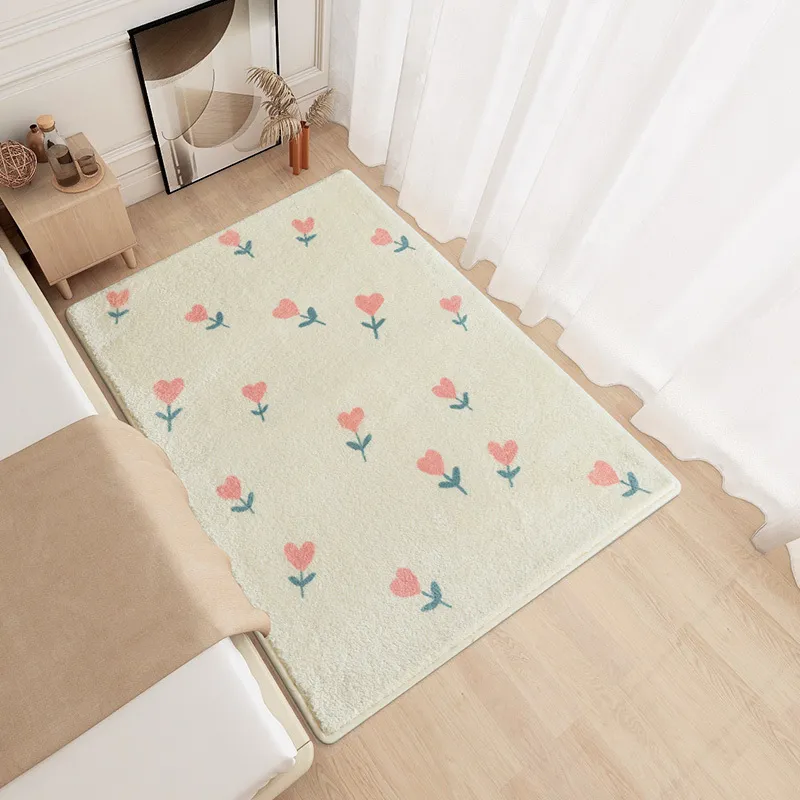 Couverture de chevet de chambre à coucher Simple et mignonne, tapis épais en Imitation cachemire pour fille, coussinet de pied de maison résistant au vent CX220402