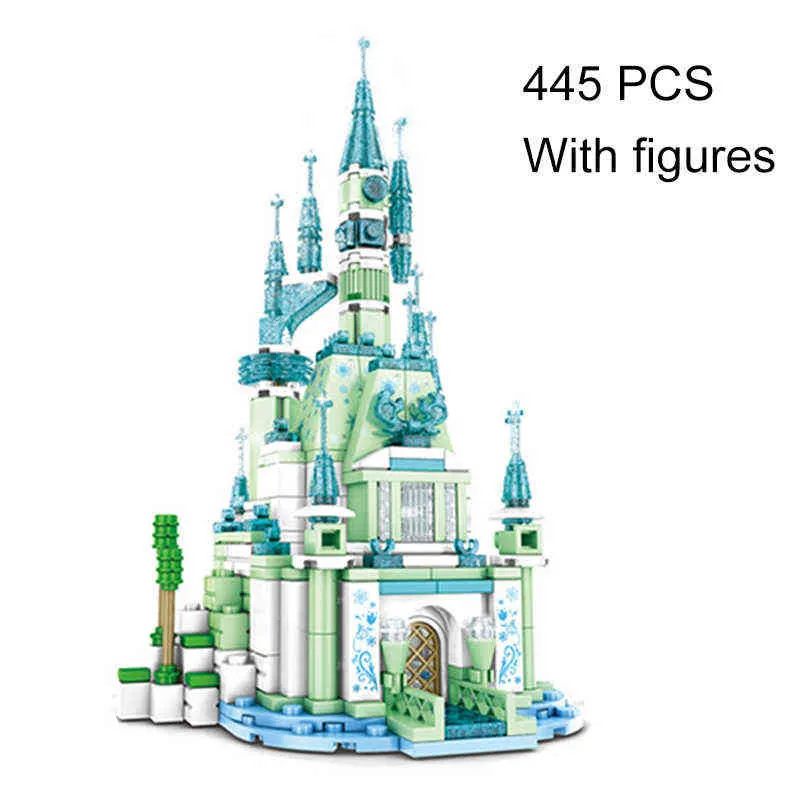 Castle House Set Movies Froz Snow World Magical Princess Ice Palace Building Blocks Bricks DIY Girls Toys Present Compatible 41148 AA220317