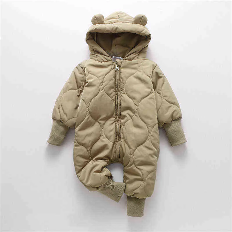 Осенняя зимняя детская одежда меховая подкладка для мальчика для мальчика для мальчика-девочка медведь хлопок толстые бархатные комбинезоны 3-24 м детская теплое наряд J220718