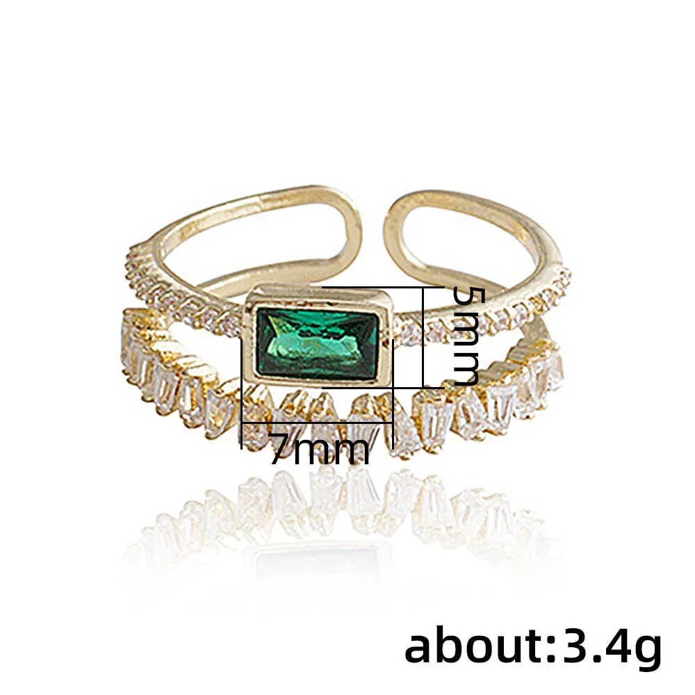Fashion Simple 2ROWS Green Cubic Zirconia Gold Filled Party Promise Finger Rings for Women Wedding Bridal Engagement Jewelry Lover8329771