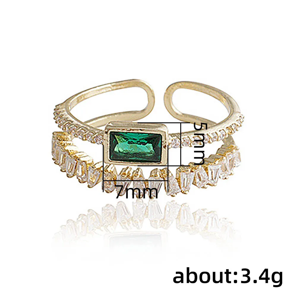 Mode enkla 2Rows Green Cubic Zirconia Gold Filled Party Lober Finger Rings for Women Wedding Bridal Engagement Jewelry Lover9656533