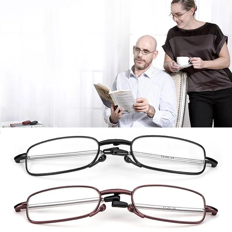 Güneş Gözlüğü Mini Tasarım Okuma Gözlükleri Erkek Kadınlar Katlanır Küçük Çerçeve Siyah Metal Orijinal Boxsunglasses294W