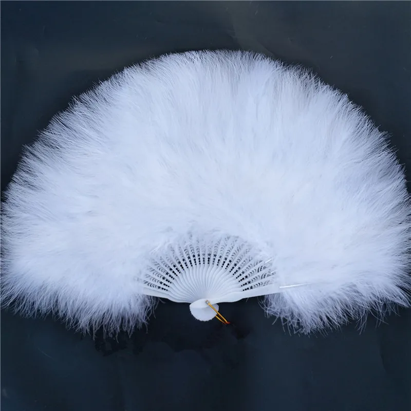 White Hand Fan Ladies Folding Feather Fans Home Decor Handmade Dance Wedding Party Accessories Crafts Gifts 220505