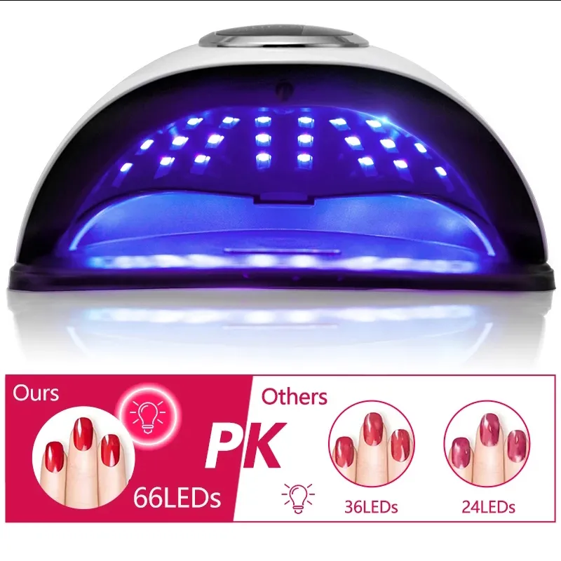 Séchoirs à ongles 66LED Sèche-lampe UV LED pour guérir tous les vernis à gel avec détection de mouvement Équipement d'outil de salon de manucure professionnel 220829