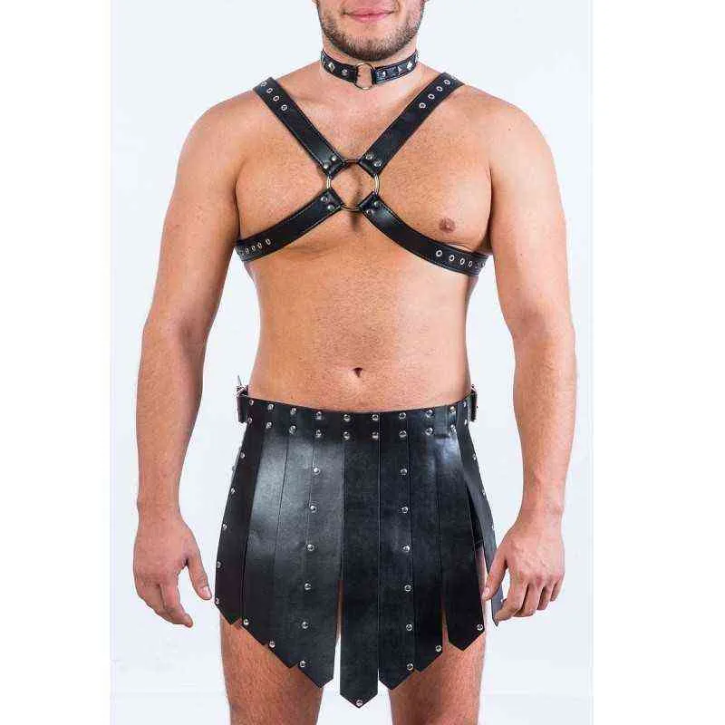 NXY SM-Bondage-Mann, verstelbare PU-Leder-Harnas Riem-Fetisch-Seksuele Lichaam Borst Bodysuits Set Gay Nachtclub Sex Cosplay 220426