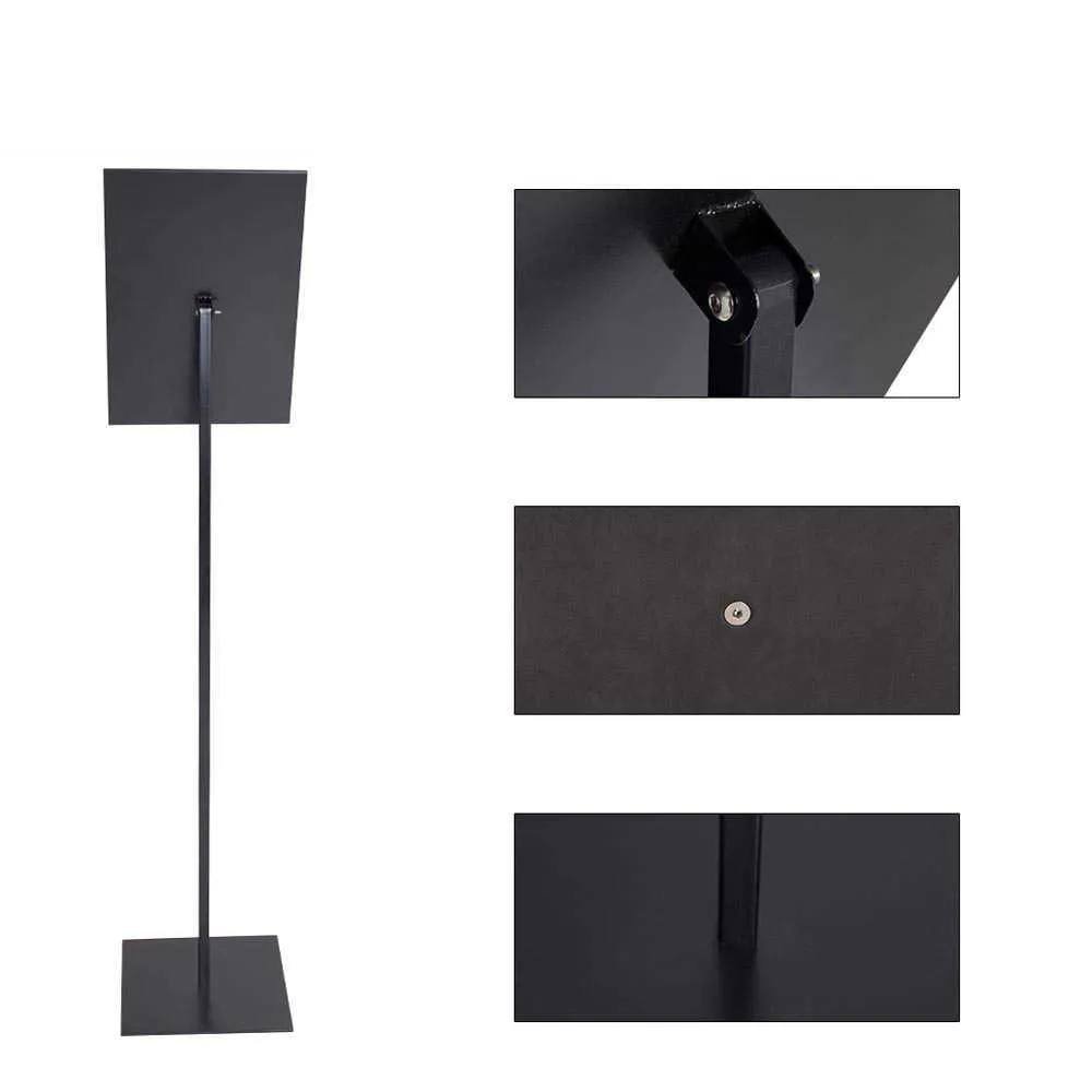 Metal Siyah Beyaz İşaret Tutucu Yatay veya Dikey Görünüm Ekran Stand İniş Standı
