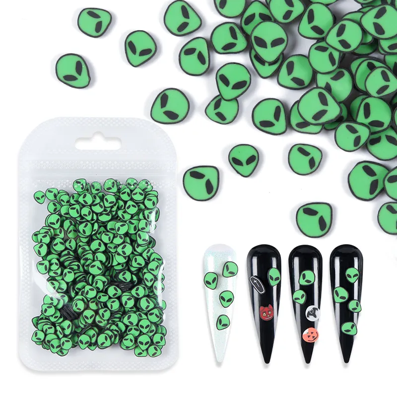 10g Green Alien fette Decorazioni unghie Decorazioni del chiodo Uomo Polymer Morbido Polymer Argilla Forniture unghie Accessori professionali Jornaildan