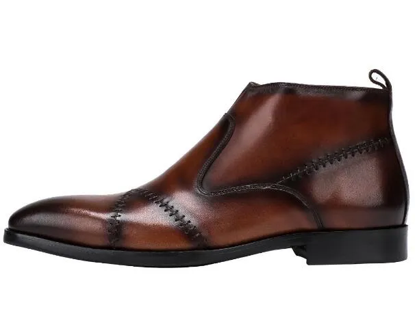 Оптовые моды ботильоны для гонкелов Высокое качество Chelsea Boots Натуральные кожаные мужчины указывают на носок сапоги Мартина