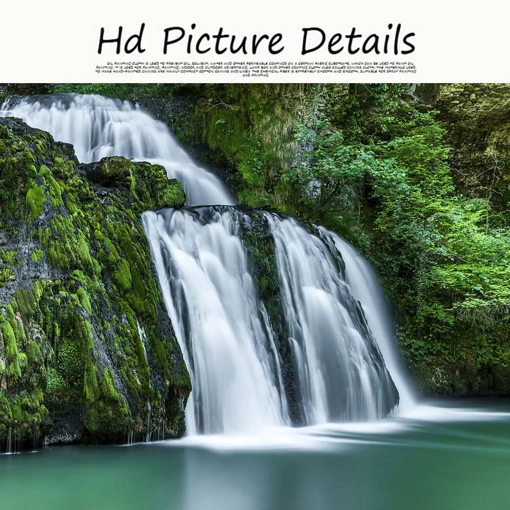 Samenvatting Greentrees Mountain Waterfall Painting on Canvas Lanscape Prints en posters Wall Art for Living Room Home Decoration