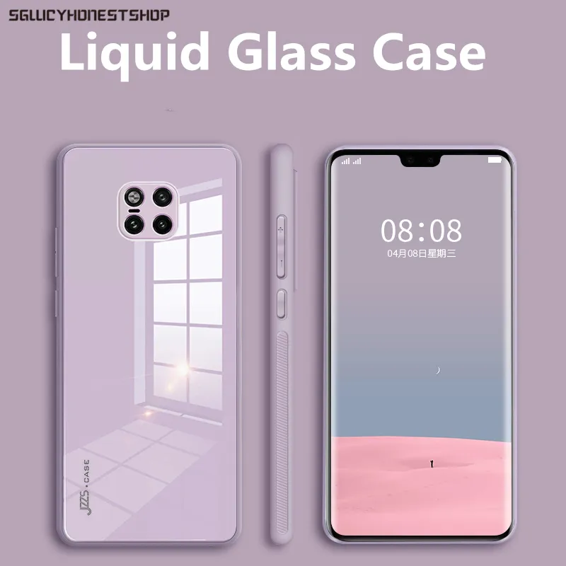 Original Liquid Tempered Glass Case For HuaWei P40 Pro Plus cell phone cases P30Pro Mate 20 30 Honor X10 CellPhone Lens Protection Cover