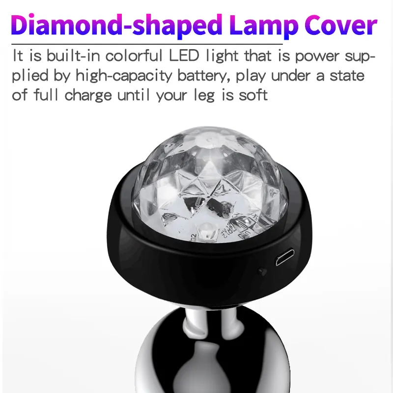 Nouvelle commande vocale LED godemichet Anal en métal lumière anale pour les Couples perles lumineuses queue Bdsm accessoires érotiques jouets sexy