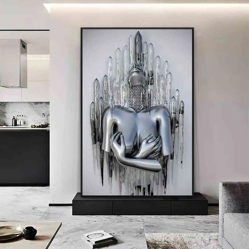 Metal Figura Estátua Arte Canvas Pintura Romântica Posters e Impressões Amor Pictures de parede Modern Living Room Home Decor8143743