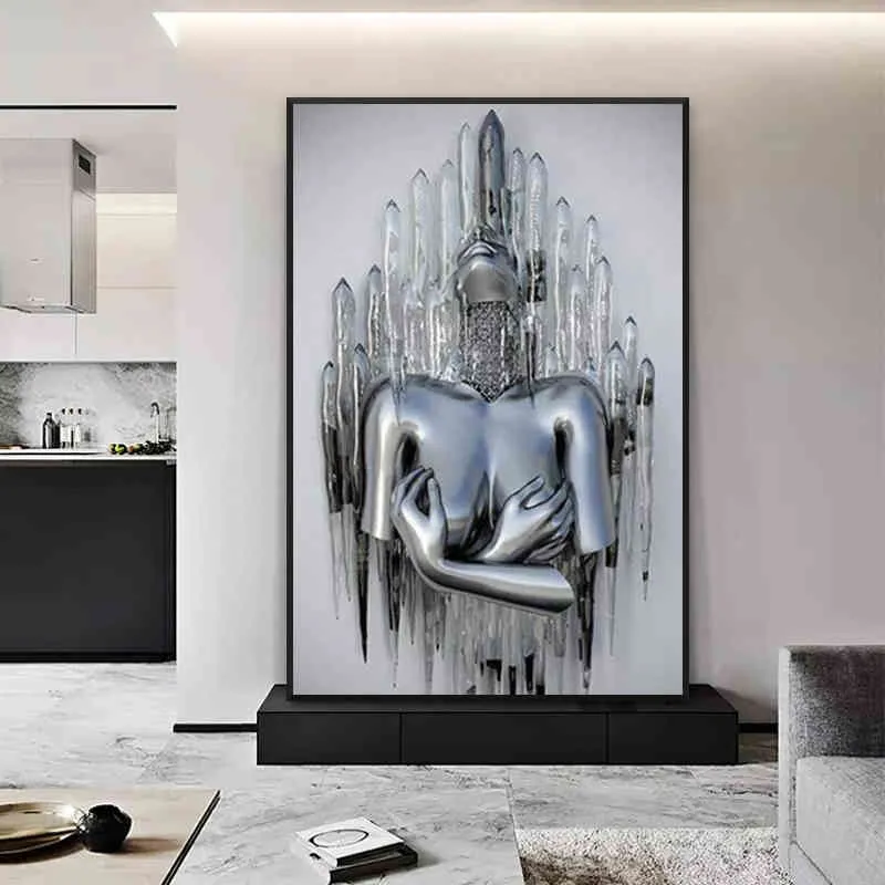 Metal Figure Statue Art toile peinture Affiches abstraites romantiques et imprimés Pictures de mur d'amant Modern Living Room Home Decor8143743