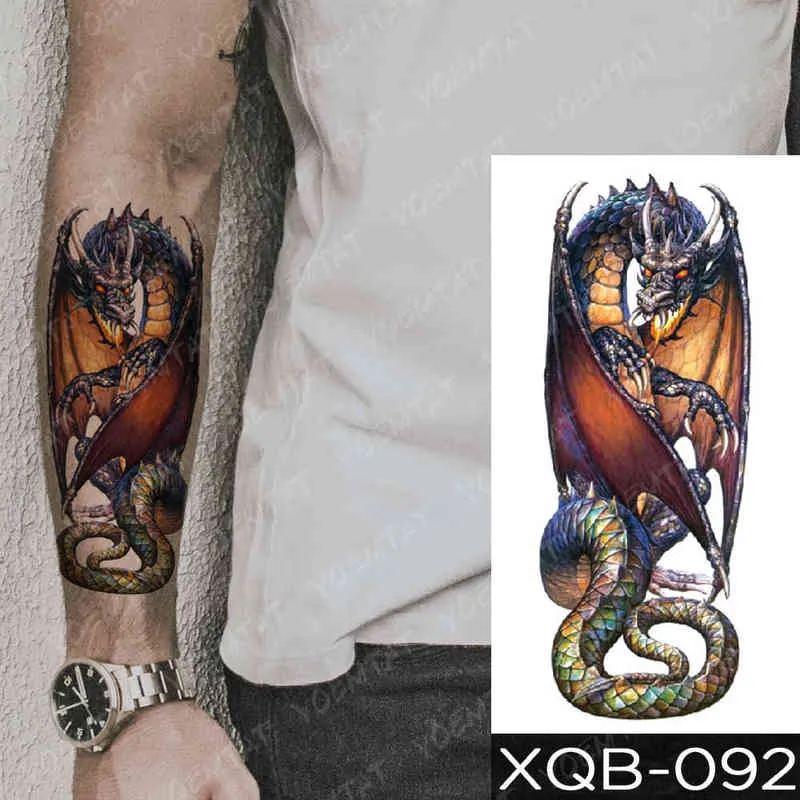 NXY Tillfällig tatuering Vattentät Klistermärke Blå Is Dragon Plommon Blossom Flash S Släktträd Fox Body Art Arm Fake Tatoo Women Män 0330