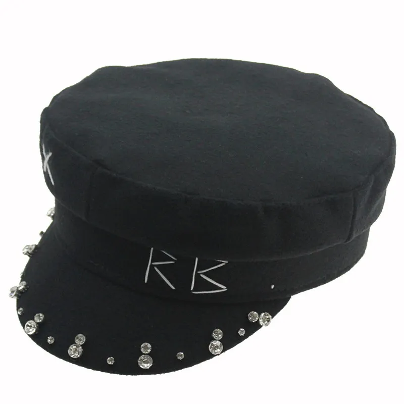 シンプルなRBハット女性メンズストリートファッションスタイルSBOYハットブラックベレー帽フラットトップキャップ男性ドロップシップキャップ220511297A