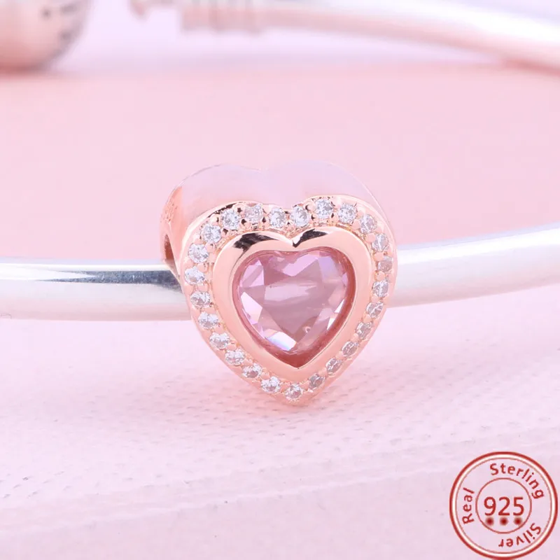 925 STERLING SLATER Dangle Charm Sparkling Heart Open Work Mom mamãe FIT FIT Pandora Charms Bracelet Diy Acessórios de jóias