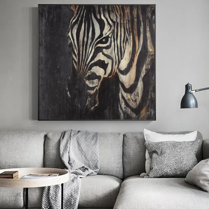 Arte astratta moderna Zebra Pittura su tela Poster Stampe di animali retrò Immagini di arte della parete soggiorno Decorazione della parete di casa